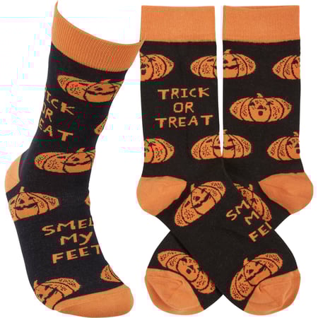 Trick Or Treat Smell My Feet Socks - Cotton, Nylon, Spandex