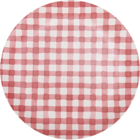 Red Gingham Large Plate - Bamboo Fiber, Melamine