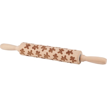 Gingerbread Men Large Wooden Rolling Pin - Wood
