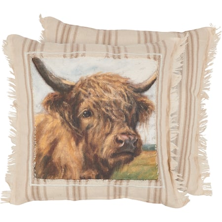 Highland Cow Pillow - Cotton, Zipper