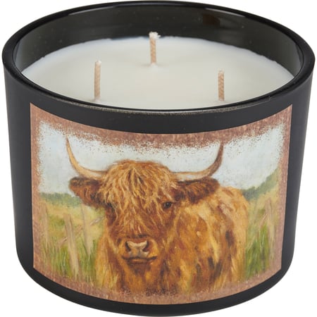 Highland Cow Candle - Soy Wax, Glass, Cotton