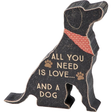 Love And A Dog Chunky Sitter - Wood, Paper