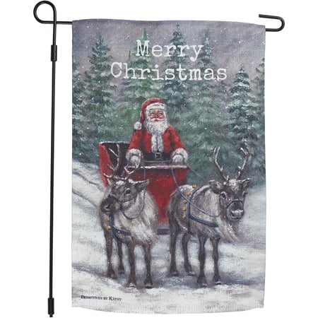 Santa's Sleigh Garden Flag - Polyester