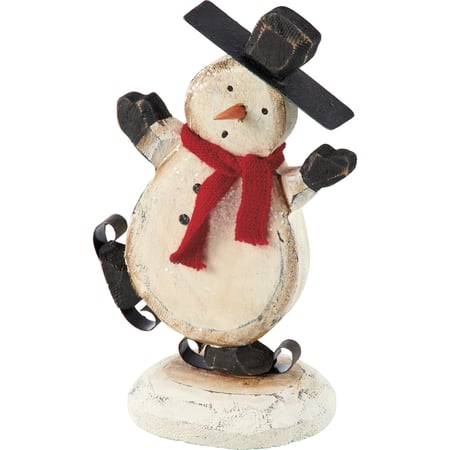 Snowman Skate Chunky Sitter - Wood, Metal, Cotton, Mica