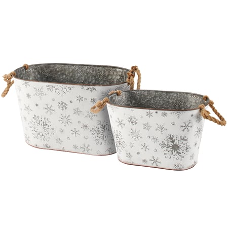 Snowflakes Bin Set - Metal, Rope