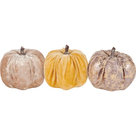 Velvet Trio Pumpkin Set - Velvet, Foam, Plastic, Wire