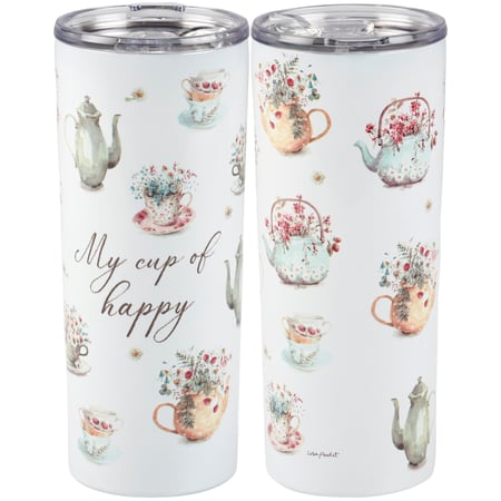 My Cup Of Happy Coffee Tumbler - Stainless Steel, Plastic