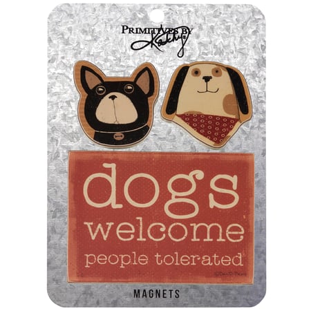 Dogs Welcome Magnet Set - Wood, Paper, Metal, Magnet