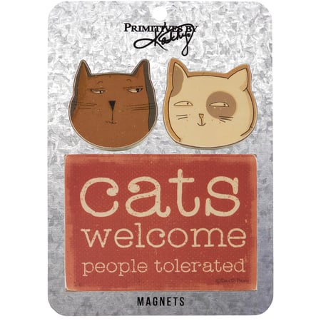 Cats Welcome Magnet Set - Wood, Paper, Metal, Magnet