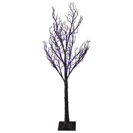 Medium Lighted Black Glitter Tree - Plastic, Cord, Lights, Glitter, Metal
