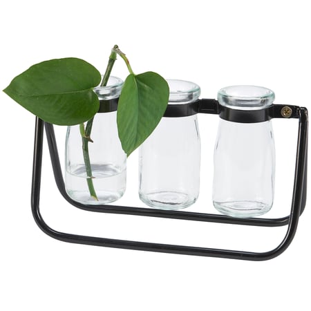 Milk Bottles Test Tube Vase - Metal, Glass