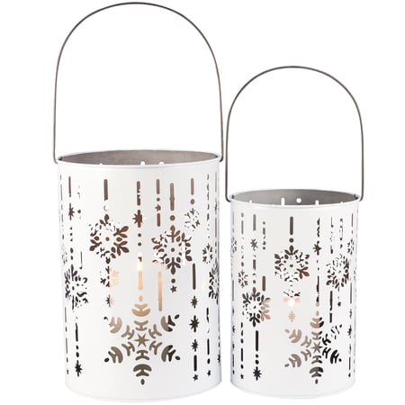 Nordic Snowflakes Lantern Set - Metal
