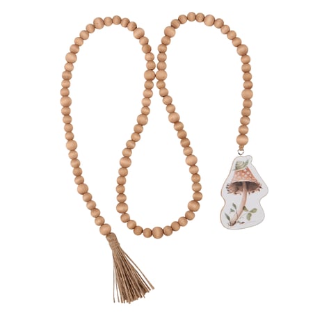 Mushroom Beaded Garland - Wood, Paper, Jute