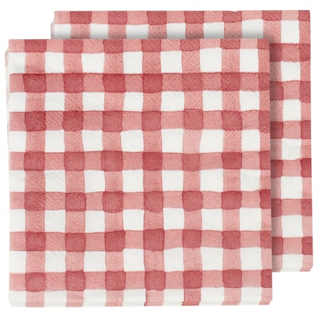 Red Gingham Beverage Napkin - Paper