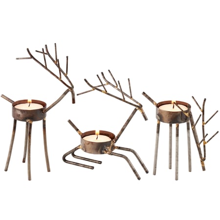 Deer Candle Holder Set - Metal