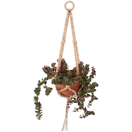 Wood Bead Plant Hanger - Wood, Rope
