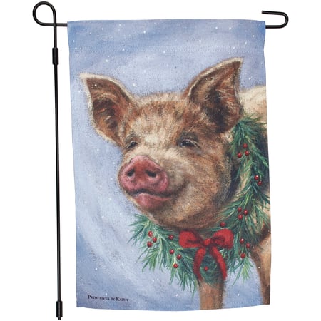 Christmas Pig Garden Flag - Polyester