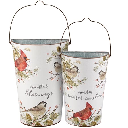 Winter Blessings Wall Bucket Set - Metal, Paper