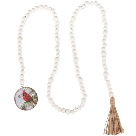 Winter Cardinal Beaded Garland - Wood, Paper, Jute