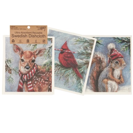 Winter Animal Swedish Dishcloth Set - Cellulose, Cotton