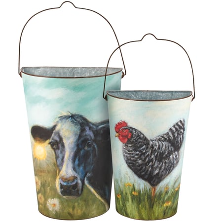 Farm Wall Bucket Set - Metal, Paper