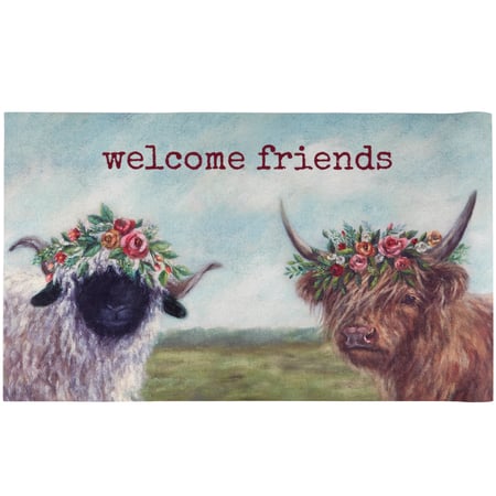Welcome Friends Rug - Polyester, PVC Skid-resistant backing