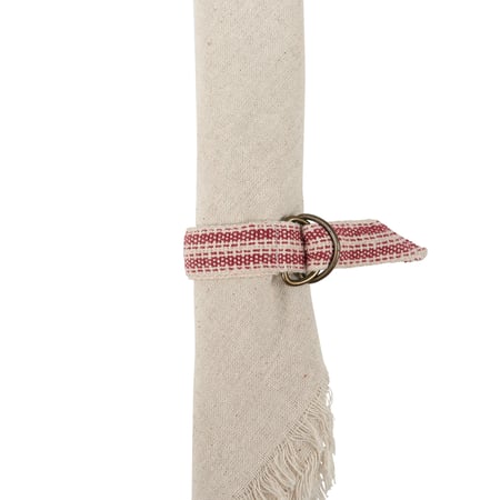 Red Stripe Napkin Ring - Cotton, Metal