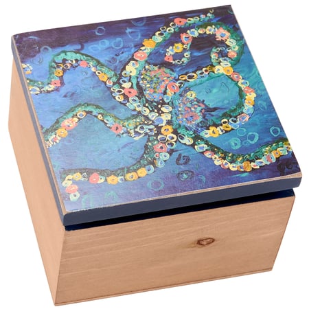 Octopus Hinged Box - Wood, Paper, Metal