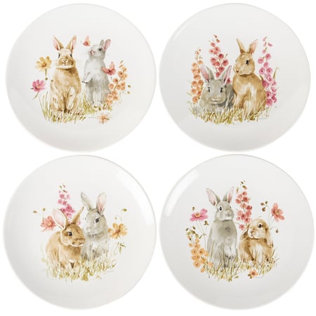 Flower Bunnies Plate Set - Stoneware
