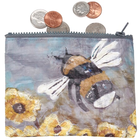 Bumblebee Zipper Wallet - Post-Consumer Material, Plastic, Metal
