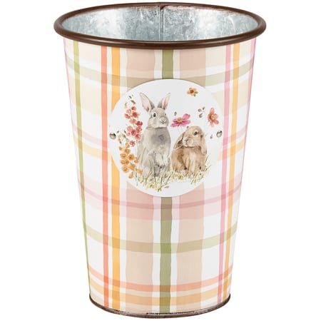 Flower Bunnies Bucket - Metal, Paper
