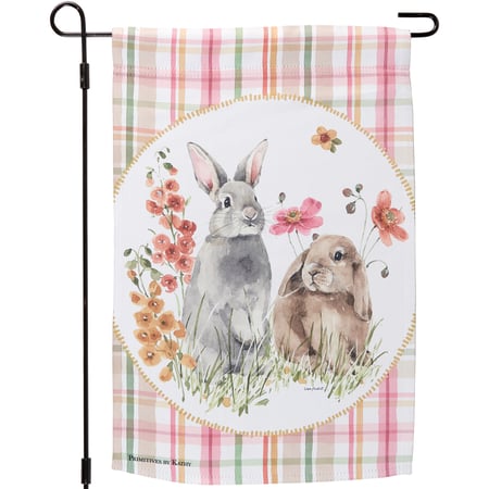 Flower Bunnies Garden Flag - Polyester