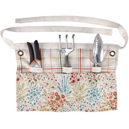 Mixed Floral Garden Apron - Canvas, Metal