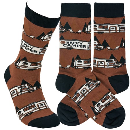 Happy Camper Socks - Cotton, Nylon, Spandex
