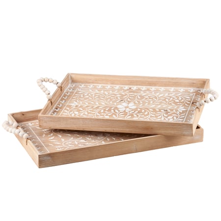 Floral Tray Set - Wood, Rope