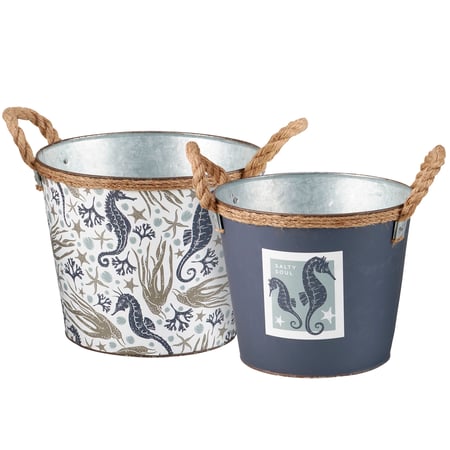 Sea Creatures Bucket Set - Metal, Paper, Rope