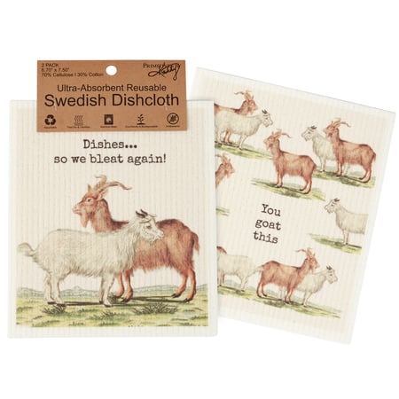 You Goat This Swedish Dishcloth Set - Cellulose, Cotton