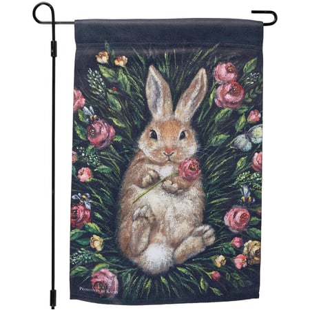 Snuggling Bunny Garden Flag - Polyester