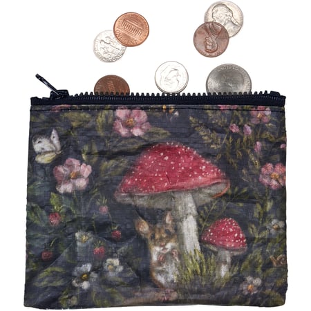 Woodland Mouse Zipper Wallet - Post-Consumer Material, Plastic, Metal