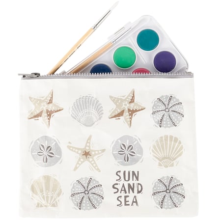 Sun Sand Sea Zipper Pouch - Post-Consumer Material, Plastic, Metal