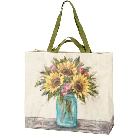 Sunflowers Shopping Tote - Post-Consumer Material, Nylon