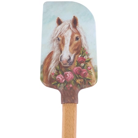 Floral Pony Spatula - Silicone, Wood