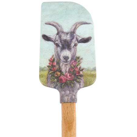 Floral Goat Spatula - Silicone, Wood