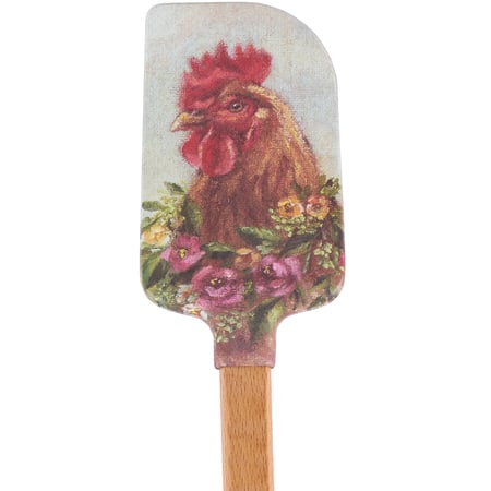 Floral Chicken Spatula - Silicone, Wood