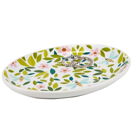 Flowers And Bees Vanity Tray - Stoneware