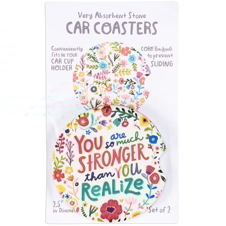 So Much Stronger Car Coasters - Stone, Cork