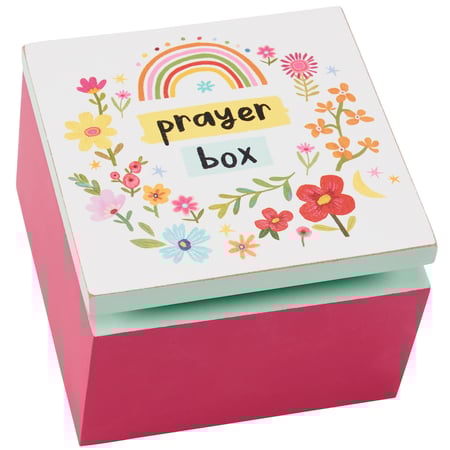 Floral Prayer Box Hinged Box - Wood, Metal, Paper