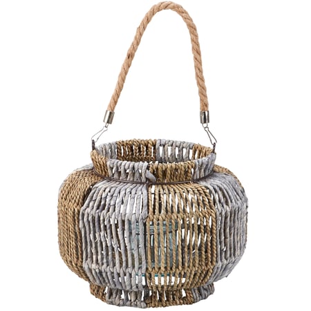 Rope Lantern - Metal, Rope, Glass