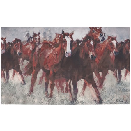 Running Horses Rug - Polyester, PVC Skid-Resistant Backing