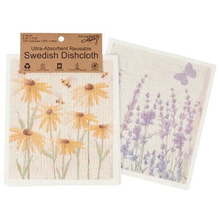 Rustic Floral Swedish Dishcloth Set - Cellulose, Cotton